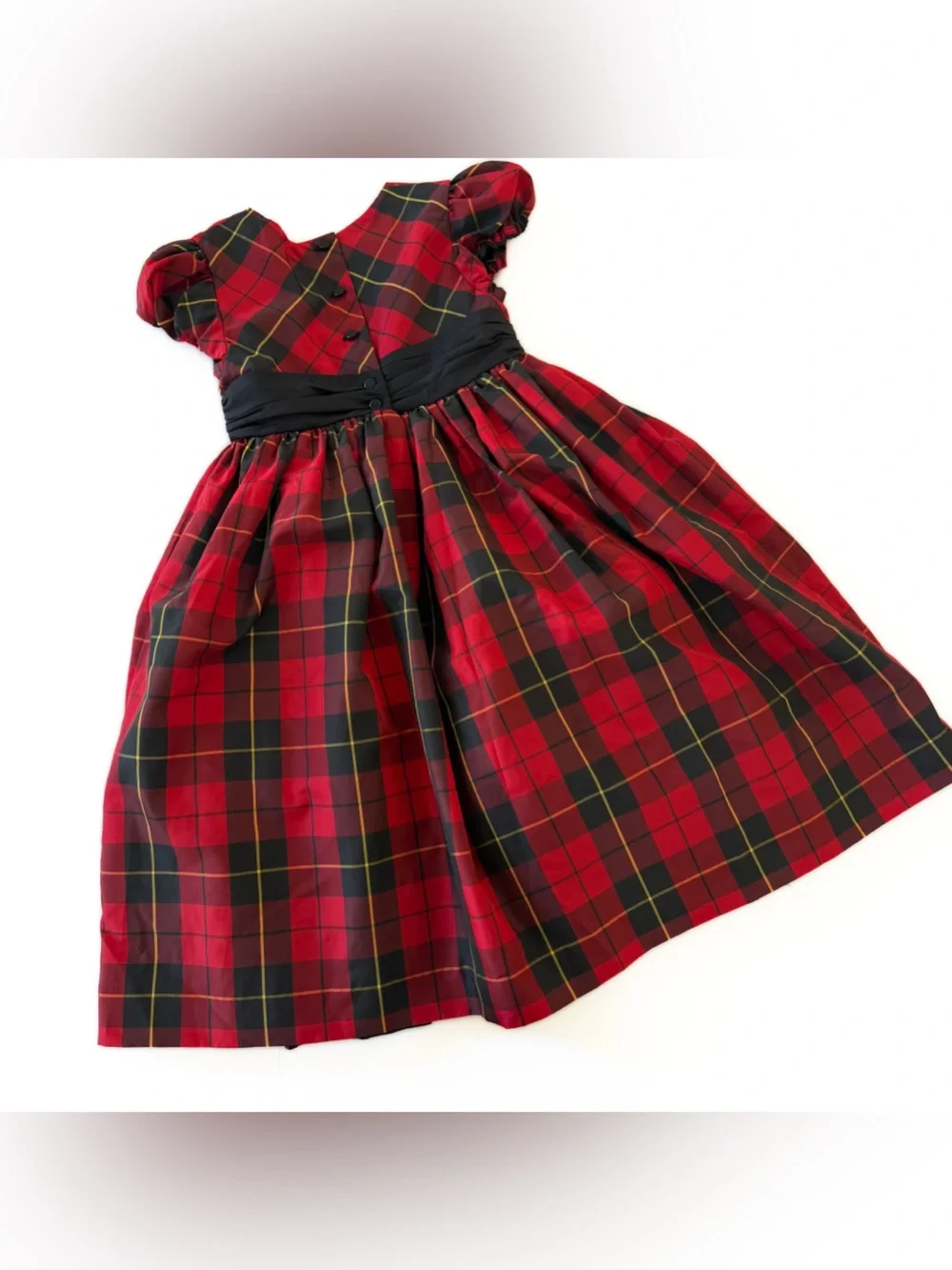 Ralph Lauren Kids Girls Dress Size 6 Red Tartan Plaid Taffeta Holiday Velvet Bow